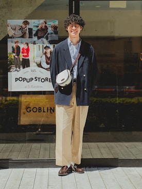 「アイテム（テーラードジャケット）」を使った、三木 克海さん（メンズ・175cm）の夏コーディネート