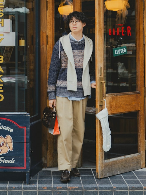 「GLENROYAL（グレンロイヤル）の【GLENROYAL/グレンロイヤル】SATCHEL BAG 9INCH/サッチェルバッグ9インチ（ショルダーバッグ）」を使った、三木 克海さん（メンズ・175cm）の秋コーディネート