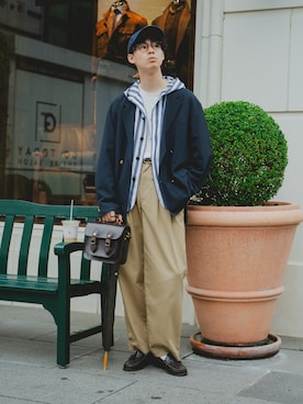 「アイテム（ファッション雑貨）」を使った、三木 克海さん（メンズ・175cm）の秋コーディネート