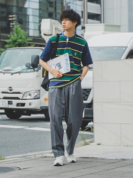 「MACKINTOSH PHILOSOPHY（ﾏｯｷﾝﾄｯｼｭ ﾌｨﾛｿﾌｨｰ）のアイテム」を使った、三木 克海さん（メンズ・175cm）の夏コーディネート