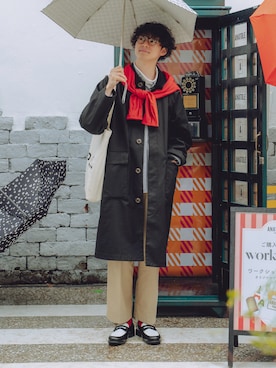 「アイテム（チノパンツ）」を使った、三木 克海さん（メンズ・175cm）の秋コーディネート