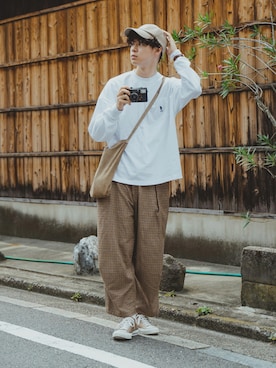 「U.S. POLO ASSN.（ユーエスポロアッスン）のU.S. POLO ASSN. /ユーエスポロアッスン 別注ワンポイント刺繍 ビッグシルエット長袖カットソー（Tシャツ/カットソー）」を使った、三木 克海さん（メンズ・175cm）の夏コーディネート