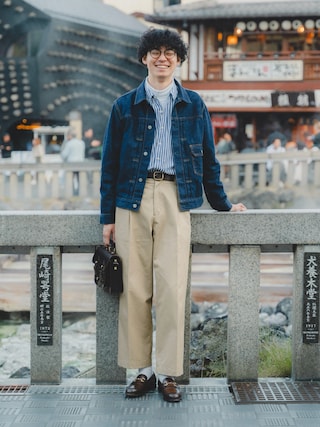 「L.L.Bean(エルエルビーン)のケアフリー・アンシュリンカブル・タートルネック ジャパン・フィット(Tシャツ/カットソー)」を使った、三木 克海さん(メンズ・175cm)の秋コーディネート