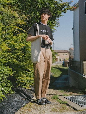 「SCYE BASICS（サイベーシックス）のアイテム」を使った、三木 克海さん（メンズ・175cm）の春コーディネート