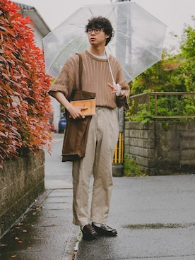 「SETTO（セット）のアイテム（チノパンツ）」を使った、三木 克海さん（メンズ・175cm）の春コーディネート