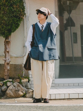 「THOMAS MASON（トーマス メイソン）のアイテム」を使った、三木 克海さん（メンズ・175cm）の春コーディネート