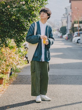 「GERMAN TRAINER（ジャーマントレーナー）のGERMAN TRAINER （ジャーマントレーナー） / レースアップ スニーカー 1183（スニーカー）」を使った、三木 克海さん（メンズ・175cm）の春コーディネート