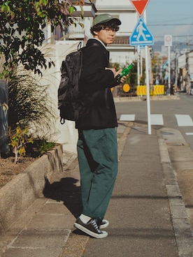 「Scye（サイ）のアイテム（帽子）」を使った、三木 克海さん（メンズ・175cm）の冬コーディネート