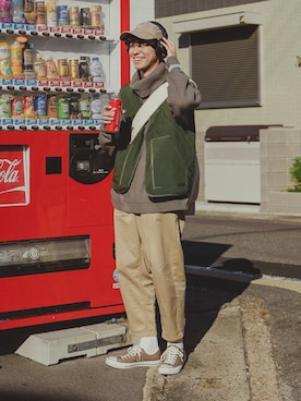 「green label relaxing（グリーンレーベルリラクシング）の【WEB限定】＜GLR/ -or（ジーエルアール オア）＞キルティング ベスト -ユニセックス-（ベスト）」を使った、三木 克海さん（メンズ・175cm）の秋コーディネート