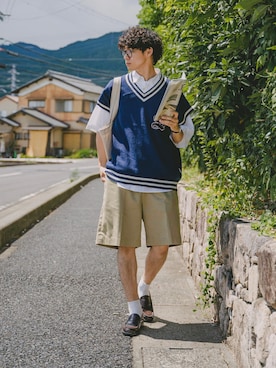 「真夏のアクティブスタイル」｜「アイテム（ローファー）」を使った、三木 克海さん（メンズ・175cm）の夏コーディネート