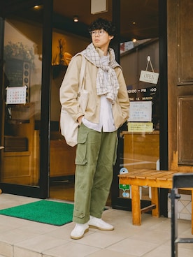 「SCYE BASICS（サイベーシックス）のアイテム」を使った、三木 克海さん（メンズ・175cm）の春コーディネート