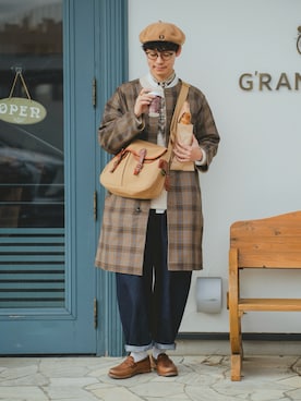 「アイテム（ノーカラーコート）」を使った、三木 克海さん（メンズ・175cm）の冬コーディネート