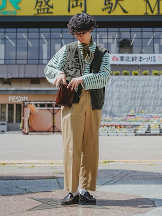 「G.H.BASS（ジーエイチバス）の【G.H.BASS】LARSON WEEJUN HERITAGE / ペニーローファー（ローファー）」を使った、三木 克海さん（メンズ・175cm）の春コーディネート