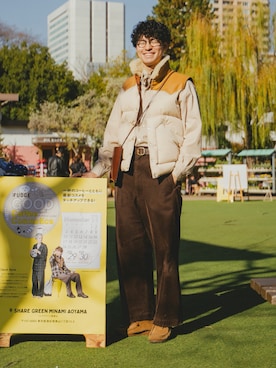 「アイテム（ダウンベスト）」を使った、三木 克海さん（メンズ・175cm）の冬コーディネート