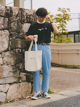 「CONVERSE（コンバース）のconverse コンバース ALL STAR 100 COLORS OX オールスター 100 カラーズ オックス 32861791 BLACK（スニーカー）」を使った、三木 克海さん（メンズ・175cm）の春コーディネート