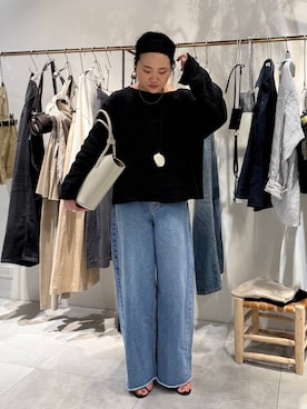 「BABYLONE（バビロン）のバレルレッグデニムパンツ（デニムパンツ）」を使った、a_25251004さん（レディース・159cm）の春コーディネート