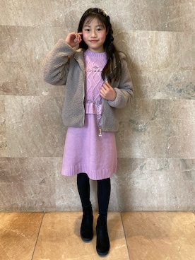 「大人カジュアル」｜「アイテム（ブルゾン）」を使った、ayuさん（キッズ・146cm）の冬コーディネート