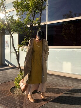 「スリット」｜「アイテム（その他アウター）」を使った、umi_lemageさん（レディース・161cm）の冬コーディネート