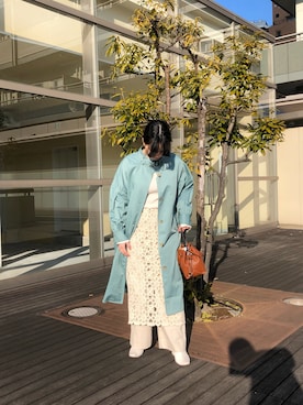 「カラーコート」｜「アイテム（トレンチコート）」を使った、umi_lemageさん（レディース・161cm）の冬コーディネート