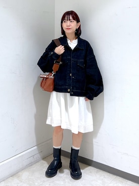 「ロンクスカート」｜「アイテム（ジャケット/アウター）」を使った、あやみさん（レディース・147cm）の秋コーディネート