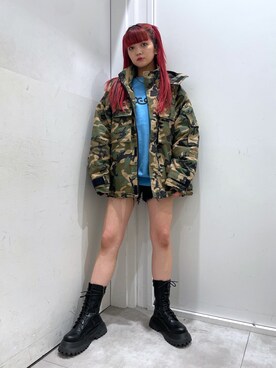 「x-girl stages」｜「アイテム（ジャケット/アウター）」を使った、田中 優華さん（レディース・155cm）の秋コーディネート