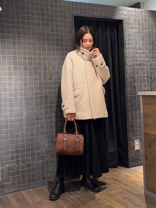 セール】【eL】Boucle Zip Coat/580998（ステンカラーコート）｜eL