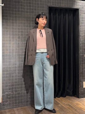 「JEANASIS（ジーナシス）のシャーリングローファー/645735（ローファー、ブラウン系）」を使った、まるさん（JEANASIS）さん（レディース・171cm）の春コーディネート