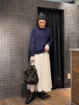 「アイテム（ニットキャップ/ビーニー）」を使った、まるさん（JEANASIS）さん（レディース・171cm・30代）の秋コーディネート