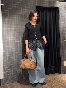 「JEANASIS（ジーナシス）のシャーリングローファー/645735（ローファー、ブラウン系）」を使った、まるさん（JEANASIS）さん（レディース・171cm）の春コーディネート