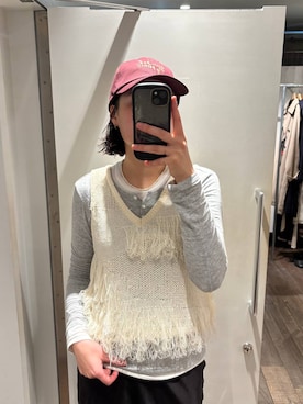 「JEANASIS（ジーナシス）のセミシアーリブヘンリー LS/326122（Tシャツ/カットソー、グレー系）」を使った、まるさん（JEANASIS）さん（レディース・171cm）の春コーディネート