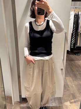 「JEANASIS（ジーナシス）のセミシアーリブヘンリー LS/326122（Tシャツ/カットソー、ホワイト系）」を使った、まるさん（JEANASIS）さん（レディース・171cm）の春コーディネート