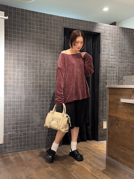 「JEANASIS（ジーナシス）のスタッズボリュームサボ/571517（サンダル）」を使った、まるさん（JEANASIS）さん（レディース・171cm）の秋コーディネート