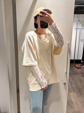 「JEANASIS（ジーナシス）のチャンキーMIXチェーンネックレス/638291（ネックレス、ゴールド系）」を使った、まるさん（JEANASIS）さん（レディース・171cm）の春コーディネート