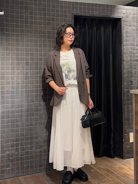 「JEANASIS（ジーナシス）の2WAYスタッズボストン/637456（ボストンバッグ、ブラック系）」を使った、まるさん（JEANASIS）さん（レディース・171cm）の春コーディネート