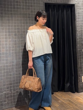 「JEANASIS（ジーナシス）のチビラメカップインキャミ/600025（キャミソール、ホワイト系）」を使った、まるさん（JEANASIS）さん（レディース・171cm）の春コーディネート