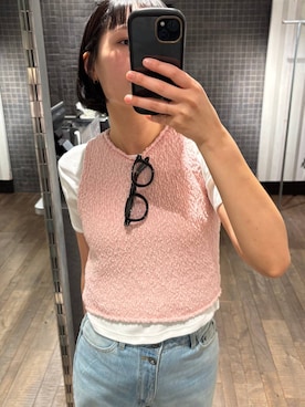 「JEANASIS（ジーナシス）のスタンダードワイドデニム/647643（デニムパンツ、ブルー系）」を使った、まるさん（JEANASIS）さん（レディース・171cm）の春コーディネート