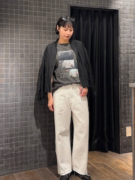 「JEANASIS（ジーナシス）のスウェットコンビデニムパンツ/645263（デニムパンツ、ホワイト系）」を使った、まるさん（JEANASIS）さん（レディース・171cm）の春コーディネート