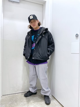 「XLARGE（エクストララージ）のアイテム（ナイロンジャケット）」を使った、Kanoaさん（メンズ・170cm）の冬コーディネート