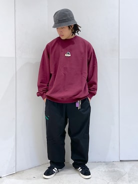 「レトロ」｜「アイテム（スウェット）」を使った、Kanoaさん（メンズ・170cm）の夏コーディネート