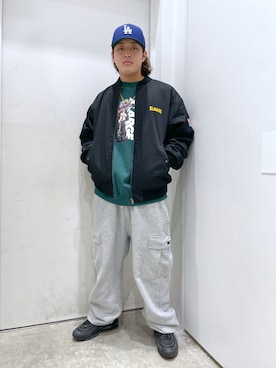 「コラボ」｜「アイテム（ブルゾン）」を使った、Kanoaさん（メンズ・170cm）の冬コーディネート