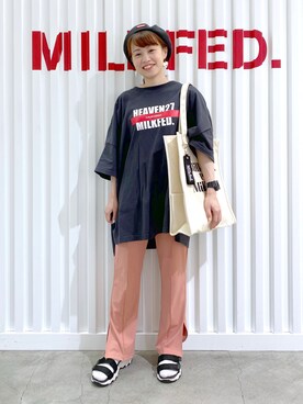 「COOLなこのコが仲間入り」｜「アイテム（ハンチング/ベレー帽）」を使った、よねちゃんさん（レディース・148cm）の夏コーディネート