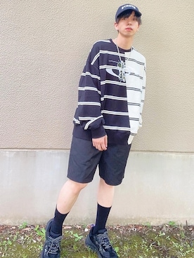 「NERDY（ノルディ）のアイテム（シューズ）」を使った、大関司さん（メンズ・170cm）の夏コーディネート