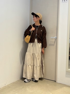 「アイテム（ボストンバッグ）」を使った、きくさん（レディース・155cm）の秋コーディネート