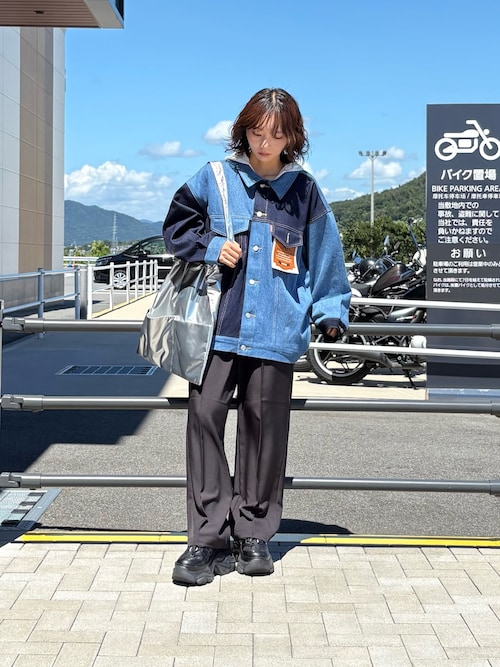 おすし　新品　mal.購入レレレさん激推し デニムオーバーサイズブルゾン セットアップ可能】オーバーサイズジップアップストレッチデニム