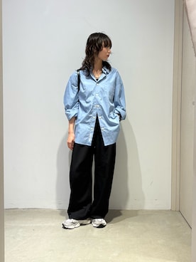 「CPCM（シーピーシーエム）の【ultrabra1n's企画】T.B.S（シャツ/ブラウス、ブルー系）」を使った、おきくさん（レディース・155cm）の春コーディネート