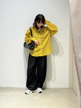 「U.S. POLO ASSN.（ユーエスポロアッスン）の【新素材/シアー】アソートフードシャツ（シャツ/ブラウス、イエロー系）」を使った、おきくさん（レディース・155cm）の春コーディネート