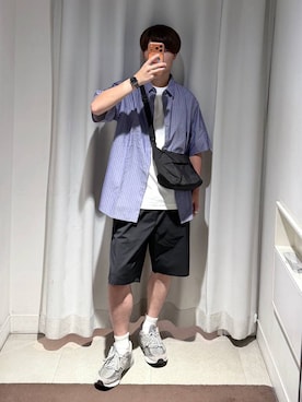 「GLOBAL WORK（グローバルワーク）のサラサラ快適DRYプリントTシャツ/636407（Tシャツ/カットソー、ホワイト系）」を使った、onkitiさん（メンズ）の夏コーディネート