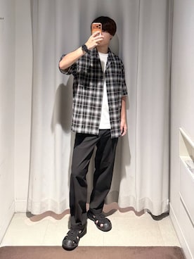 「GLOBAL WORK（グローバルワーク）のノンストレスリッチ/イージーパンツ/634245（その他パンツ、ブラック系）」を使った、onkitiさん（メンズ）の夏コーディネート
