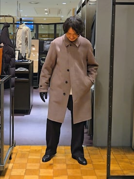 「アイテム（ステンカラーコート）」を使った、だいちさん（メンズ・175cm）の冬コーディネート