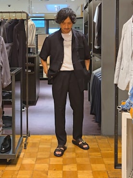 「ABAHOUSE（アバハウス）のスーパーシアー ラメドビー 半袖シャツ / オーバーサイズ（シャツ/ブラウス）」を使った、だいちさん（メンズ・175cm・40代）の夏コーディネート